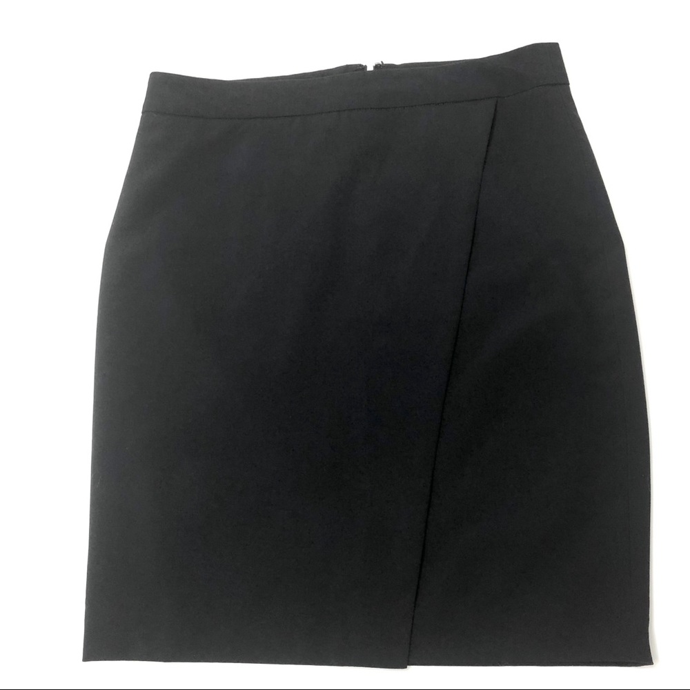 Larry Levine Black Faux Wrap Stretch Pencil Skirt